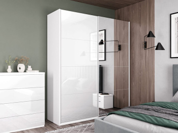 Шкаф Top Line 200х66х236 (Белый капри, Белый глянец МДФ)