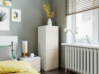 Комод Лестер 45х45х123 (Белый капри, Крем матовый МДФ)