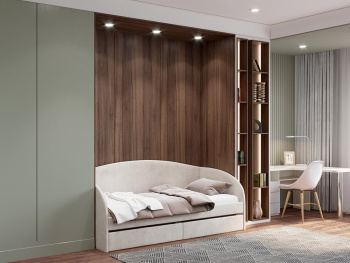 Кровать Монако с выдвижными ящиками кремовая 90х200 Кровать Монако с выдвижными ящиками кремовая 90х200