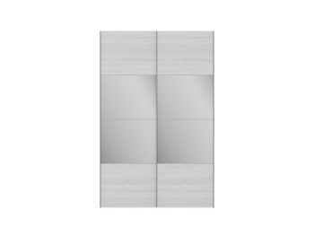 Фасад 150 см комбинированный Белый шпон дуба + зеркало