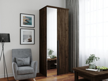 Шкаф Распашной 90х60х236 с полками, штангой и ручками лофт (Дуб шоколад, Дуб шоколад ЛДСП)