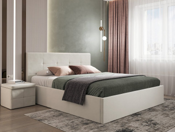 Кровать Милана укороченная с подъёмным механизмом жемчужная 140х200 Кровать Милана укороченная с подъёмным механизмом жемчужная 140х200