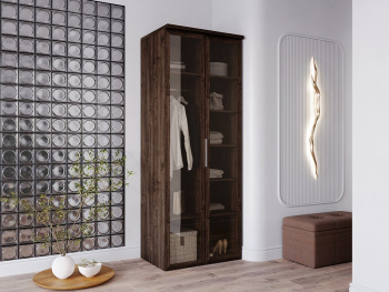 Шкаф Распашной 90х60х236 с полками и штангой (Дуб шоколад, Дуб шоколад ЛДСП) Шкаф Распашной 90х60х236 с полками и штангой (Дуб шоколад, Дуб шоколад ЛДСП)