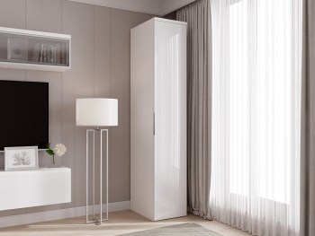 Шкаф Пенал 45х60х236 со штангой (Белый капри, Белый глянец МДФ)