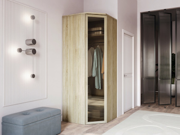 Шкаф Угловой 93х93х236 (Дуб сонома, Дуб сонома ЛДСП)