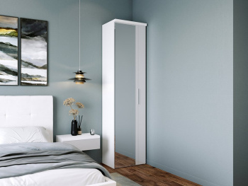 Шкаф Пенал 60х45х236 с евроштангой (Белый капри, Белый глянец МДФ)