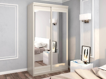 Шкаф-купе 2-х дверный 134х60х236 (Белый шпон дуба, Белый шпон дуба ЛДСП)