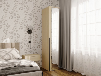 Шкаф Пенал 45х60х236 со штангой и ручками лофт (Белый шпон дуба, Белый шпон дуба ЛДСП)