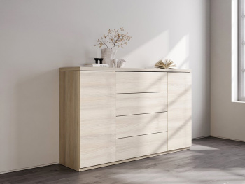 Комод Вегас 180х45х110 (Белый шпон дуба, Белый шпон дуба ЛДСП)