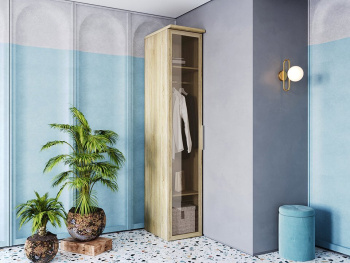 Шкаф Пенал 45х60х236 со штангой (Дуб сонома, Дуб сонома ЛДСП)